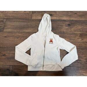 Abercrombie Kids Fleece Zip Up Hoodie Sz 11/12 White Bear Heart Girls